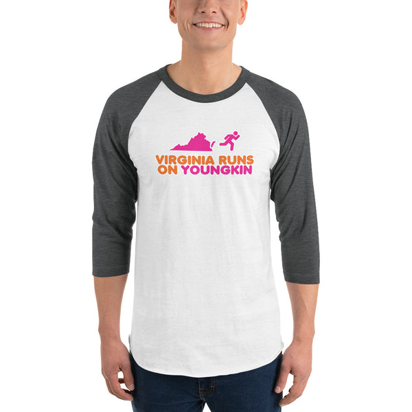 Virginia Runs On Youngkin - 3/4 sleeve unisex raglan shirt